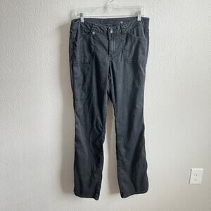 Christopher Blue Black Linen Straight Leg Pants Women's 12 Mid Rise Stretch